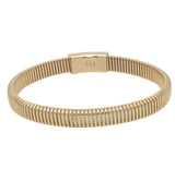 18K Yellow Gold 0.56 Carats Diamond Ribbed Flex Bangle Bracelet - 7.5 Inch