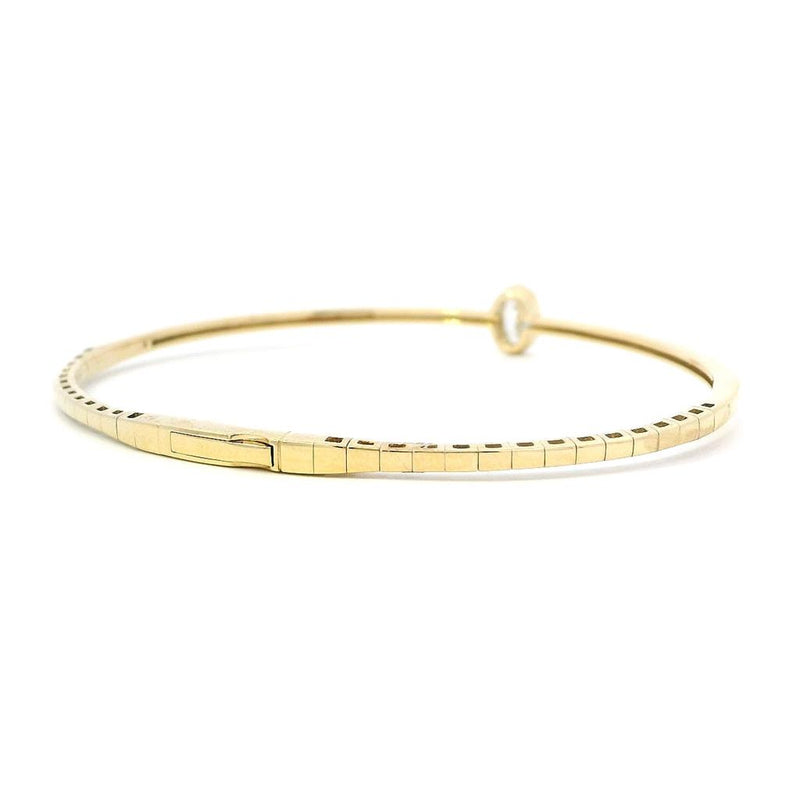 Sophisticated & Timeless Diamond Bracelets 14K Gold Yellow & Titanium Flexible Oval Bezel Diamond Bangle Bracelet - 0.39 CTW, Size 6.75 Inch