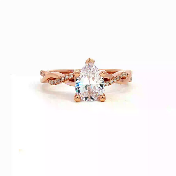 MPJ Exclusive Diamond Mountings 14K Gold Rosé Diamond Accented Pear 1.5 Carats, 8x6 MM Engagement Ring - 0.08 Carats Accent Diamonds