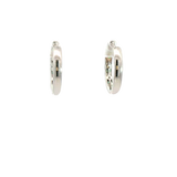 Vibrant Color Stone 18K White Gold 0.34 Carats Emerald & 0.24 Carats Diamond Small 15mm Hoop Earrings