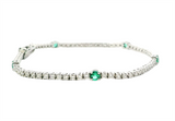 Elegant & Eye Catching 18K Gold White 0.60 Carats Emerald & 1.64 Carats Diamond Tennis Bracelet, Length 7 Inch