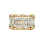 Elegant & Trendy 18K Yellow & White Gold Baguette & Round Cut 1.50 Carats Diamond Ring