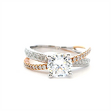 18K Two-Toned White & Rose Gold 0.32 Carats Diamond Diamond Accented Split-Shank Engagement Ring