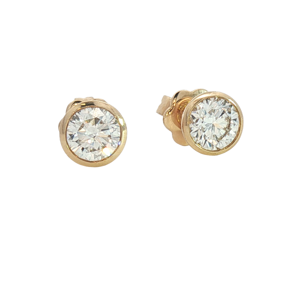 Classic & Contemporary 14K Yellow Gold 3.01 Carats Lab-Grown Bezel Diamond Stud Earrings