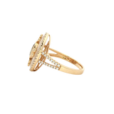 Bold & Elegant 18K Gold Yellow Halo Sappire, Mother of Pearl & Diamond Fashion Dinner Rings - Unheated Sapphire 1.13 Carats & Round Diamonds 0.40 Carats
