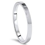 Timelss & Classic Wedding Bands White 14K Gold Stackable 2mm Polished Flat Wedding Band
