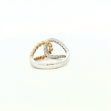 Elegant & Trendy 14K White & Yellow Gold 0.50 Carats Diamond Double Loop Ring