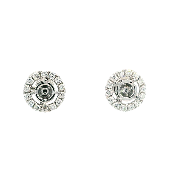 Classic & Contemporary 18K White Gold 0.45 Carats Diamond Semi Mount Stud Earrings & Halo Jackets