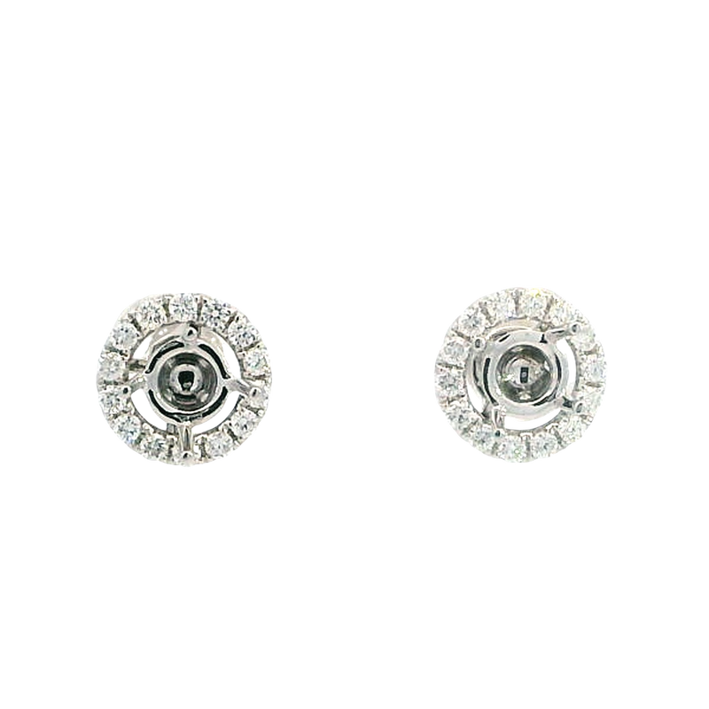 Classic & Contemporary 18K White Gold 0.45 Carats Diamond Semi Mount Stud Earrings & Halo Jackets