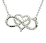 Elegant Diamond Necklaces 14K White Gold 0.09 Carats Diamond Open Heart Infinity Necklace - 18 Inch