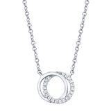 Elegant Diamond Necklaces 14K White Gold 0.07 Carats Diamond Double Knot Necklace - 18 Inch