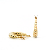 Elegant Precious Metal Earrings Vintage 14K Gold Yellow Medium Shrimp Hoop Earrings