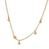 Elegant Diamond Necklaces 18K Yellow Gold Flat Beading & 0.31 Carats Diamond Station Necklace - 36 Inch