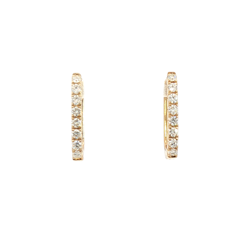 Classic & Contemporary 14K Yellow Gold 0.34 Carats Diamond Medium Oval Hoop Earrings