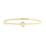 Sophisticated & Timeless Diamond Bracelets 14K Gold Yellow & Titanium Flexible Oval Bezel Diamond Bangle Bracelet - 0.39 CTW, Size 6.75 Inch