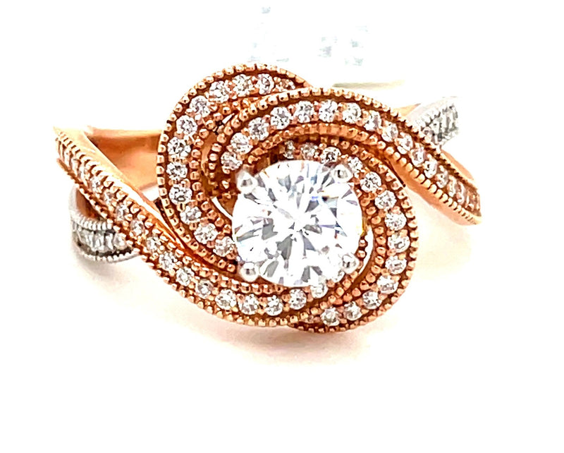 Two-Toned 14 Karat Gold 0.44 Carats Diamond Semi-Mount Engagement Ring