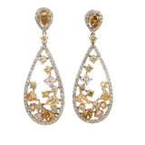 Classic & Contemporary 18K White Gold 4.31 Carats Diamond & Fancy Color Diamond Accented Dangle Earrings