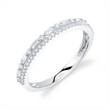 Elegant Diamond Bands 14K White Gold Baguette & Round Cut 0.30 Carats Diamond Stackable Band