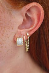 Classic & Contemporary 18K Yellow Gold 2.65 Carats Princess Cut Diamond 12x10mm Huggie Earrings