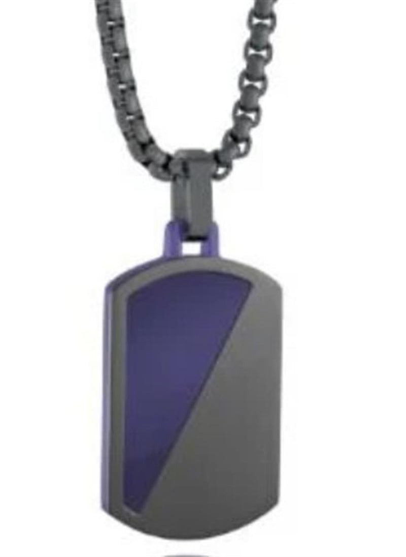 Black & Blue Ion Plated Stainless Steel Dog Tag Necklace