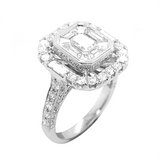 Elegant & Trendy 18K White Gold 2.67 Carats Diamond Cluster Halo Ring