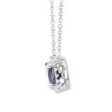 Vibrant Colored Stone Necklaces 18K White Gold 2.75 Carats Tanzanite & 0.32 Carats Diamond Halo Necklace, 18 Inch