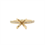 Elegant Diamond Mountings 14K Gold Yellow Stackable Round Engagement Ring - 0.13 Carats Accent Diamonds