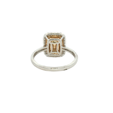 18K Gold Two-Toned Halo Emerald Cut Yellow Diamond Engagement Ring - 2.25 CTW Diamond