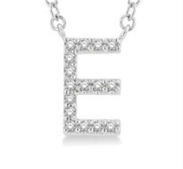 Elegant Diamond Necklaces 10K Gold White 0.05 Carats Diamond Initial E Pendant Necklace - 18 Inch, Adjustable
