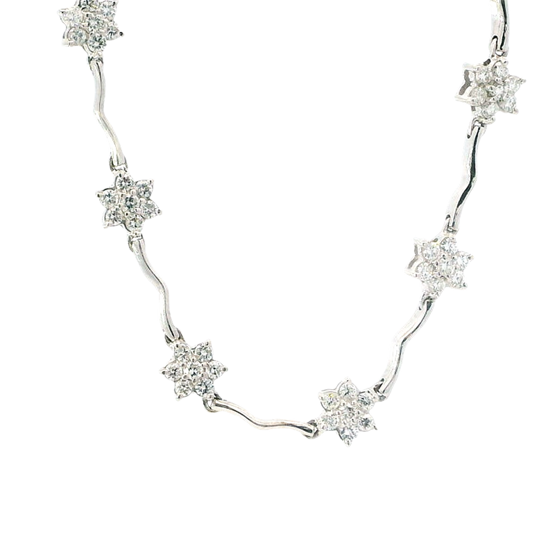 Elegant Diamond Necklaces 18K White Gold 1.19 Carat Diamond Floral Inspired Station Necklace