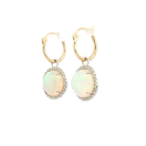 Vibrant Color Stone 14K Yellow & White Gold 4.92 Carats Opals & 0.34 Carats Diamond Halo Dangle Earrings