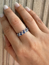 Bold & Elegant 14K Gold White Stackable Color Stone Fashion Rings - 0.17 Carats Blue Sapphire & 0.15 Carats Diamond Stackable Band