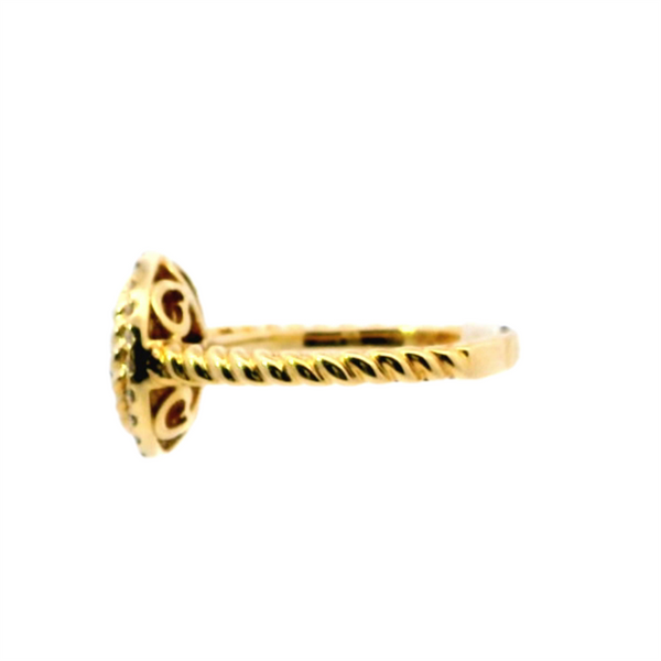 18K Yellow Gold Diamond Halo Fashion Ring, 0.53ct Round Diamonds, Braided Band & Double Halo Design