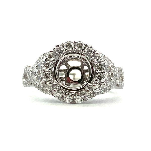 White 18 Karat Gold 1.0 Carats Diamond Round Halo Engagement Ring