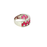 Bold & Elegant 18K White Gold Baguette Cut 2.28 Carats Ruby & 0.83 Carats Diamond Ring
