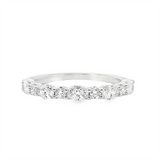 14K White Gold 0.80ctw Diamond Half-Anniversary Band - Round & Oval Shared Prong Design