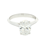 14K White Gold Oval Cut 2.0 Carats Lab Grown Diamond Knife Edge Solitaire Ring