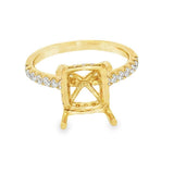 Elegant Diamond Mountings 18K Yellow Gold 0.41 Carats Diamond Hidden Halo Ring For A 9.8 X 8.7 MM Gemstone