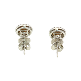 Classic & Contemporary 18K White & Yellow Gold 1.06 Carats Yellow & White Diamond Halo Earrings