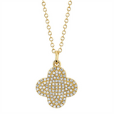Elegant Diamond Necklaces 14K Yellow Gold 0.23 Carats Diamond Quadrafoil Necklace - 18 Inch