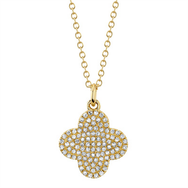 Elegant Diamond Necklaces 14K Yellow Gold 0.23 Carats Diamond Quadrafoil Necklace - 18 Inch