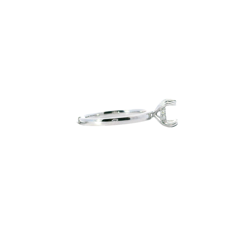 Elegant Diamond Mountings 18K White Gold 1.0 Carat Princess Cut Diamond Collar Engagement Ring- 0.07 Carats Setting