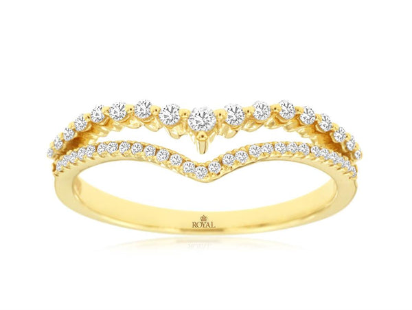 Yellow 14 Karat Gold 1/4 Carats Diamond Contoured Band