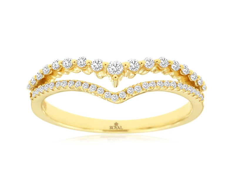 Yellow 14 Karat Gold 1/4 Carats Diamond Contoured Band