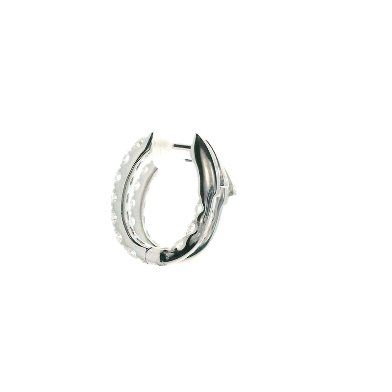 Classic & Contemporary 18K White Gold 1.61 Carats Diamond Inside Out Medium Hoop Earrings