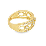 Elegant & Trendy 18K Yellow Gold 0.55 Carats Diamond Open Weave Ring