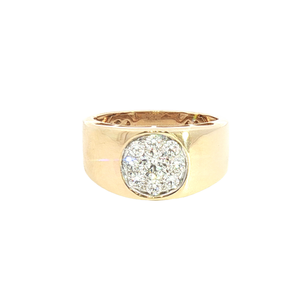 Elegant & Trendy 14K Yellow Gold 0.70 Carats Diamond Signet Ring