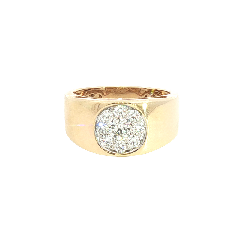 Elegant & Trendy 14K Yellow Gold 0.70 Carats Diamond Signet Ring
