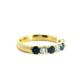 Bold & Elegant 18K Yellow Gold Stackable 0.70 Carats Blue Sapphire & 0.44 Carats Diamond Band