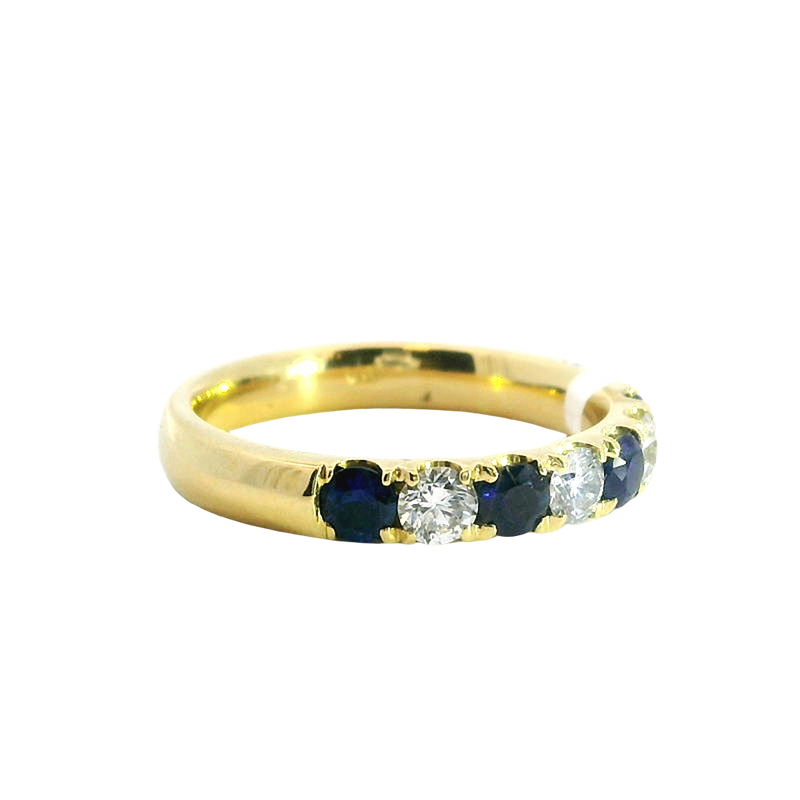 Bold & Elegant 18K Yellow Gold Stackable 0.70 Carats Blue Sapphire & 0.44 Carats Diamond Band